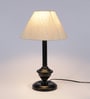 White Fabric Shade Table Lamp with Black Base