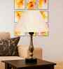 Off White Cotton Table Lamp With  Metal & Wood  Base 10X15 Inches-