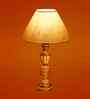 Off White Cotton Table Lamp With  Wood  Base 10X19 Inches-