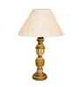 Off White Cotton Table Lamp With  Wood  Base 10X19 Inches-