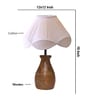 Off White Cotton Table Lamp With Wood Base
