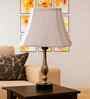 Off-White Cotton Vintage  Lamp With Metal & Wood Base 12X8X18