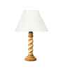 Off-White Cotton Vintage  Lamp With Wood Base 12X19.75
