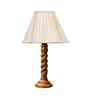 Off-White Cotton Vintage  Lamp With Wood Base 12X19.75