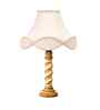 Off-White Cotton Vintage  Lamp With Wood Base 12X20.75