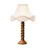 Off-White Cotton Vintage  Lamp With Wood Base 12X20.75