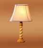 Off-White Cotton Vintage  Lamp With Wood Base 12X8X21