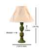 Off-White Cotton Vintage Curtain Pleated   Lamp With Wood Base 12X19.75