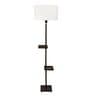 Frosted Off White Fabric Shade Shelf Floor Lamp With Wood Base