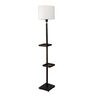 Frosted Off White Fabric Shade Shelf Floor Lamp With Wood Base