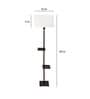 Frosted Off White Fabric Shade Shelf Floor Lamp With Wood Base