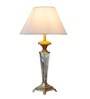 Potenza White Fabric Shade Table Lamp With Glass Base