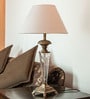 Potenza White Fabric Shade Table Lamp With Glass Base