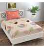 Off White Floral 144 TC Cotton Single Bed Sheet Bedsheet 1 Pillow Prime Collection
