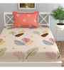 Off White Floral 144 TC Cotton Single Bed Sheet Bedsheet 1 Pillow Prime Collection