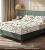 Off white Floral 200 TC Microfiber Double Bedsheet with 2 Pillow Covers