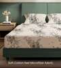 Off white Floral 200 TC Microfiber Double Bedsheet with 2 Pillow Covers