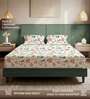 Off white Floral 200 TC Microfiber Double Bedsheet with 2 Pillow Covers
