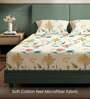 Off white Floral 200 TC Microfiber King Sized Bedsheet with 2 Pillow Covers