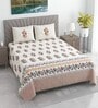 Cream Floral 400 TC Cotton Superking Size Bedsheet With 2 Pillow Covers Threads Heritage Collection