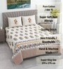Cream Floral 400 TC Cotton Superking Size Bedsheet With 2 Pillow Covers Threads Heritage Collection