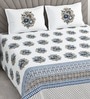Off White Floral 400 TC Cotton Superking Size Bedsheet With 2 Pillow Covers Threads Heritage Collection