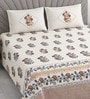 Cream Floral 400 TC Cotton Superking Size Bedsheet With 2 Pillow Covers Threads Heritage Collection