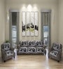 Off White Floral Polyester Velvet 5 Seater Sofa Cover