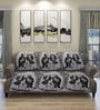 Off White Floral Polyester Velvet 5 Seater Sofa Cover