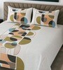 Off white Geometrical 400 TC Cotton Flat Super King Size Bedsheet with 2 Pilllow covers Luxury Series Collection
