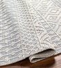 Off White Geometrical Wool and Cotton 8 x 10 Feet Hand Woven Carpet