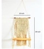 Off White Macrame wall hanging shelf with diamond pattern