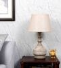 Off White Jute Shade Table Lamp With Mango Wood Base