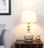 Off White Jute Shade Table Lamp With Mango Wood Base