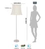 Off White Khadi Cotton Cylindrical Shade Floor Lamp Steel Base
