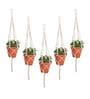 Off White Macrame Boho Hanging Planter (Set Of 5)