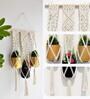 Off White Macrame Designer Planter Stand