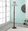 Brown Fabric Shade Floor Lamp with Brown Base
