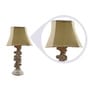Beige Fabric Shade Table Lamp with Wood Base