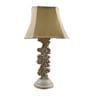Beige Fabric Shade Table Lamp with Wood Base