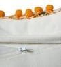 Off White Polycanvas Floral 12x12 inches Cushion Covers (1pc)