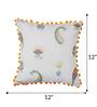 Off White Polycanvas Floral 12x12 inches Cushion Covers (1pc)