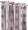 Off White Polyester Floral Light Filtering Eyelet 7 Feet Door Curtains (2 Pc)