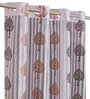 Off White Polyester Floral Light Filtering Eyelet 9 Feet Door Curtains (2 Pc)