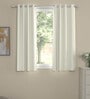 Off White Polyester Abstract 5ft Semisheer Eyelet (2 pc) Window Curtains