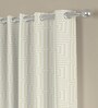 Off White Polyester Abstract 5ft Semisheer Eyelet (2 pc) Window Curtains