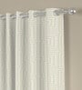 Off White Polyester Abstract 9ft Semisheer Eyelet (2 pc) Long Door Curtains