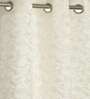 Off White Polyester Jacquard 7ft Regular Eyelet Door Curtain
