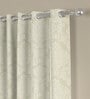 Off White Polyester Traditional 7ft Semisheer Eyelet (2 Pc) Door Curtains
