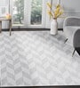 Off White Geometric Polypropylene 8 ft x 10 ft Machine Made Carpet